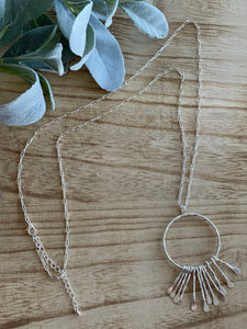 Silver Open Circle Necklace with Dangle Bars - Pecan Hill Boutique