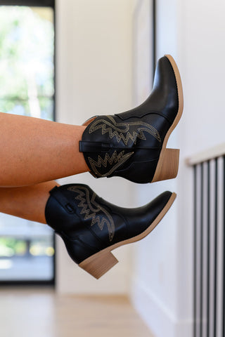 Two Step Western Bootie in Black - Pecan Hill Boutique