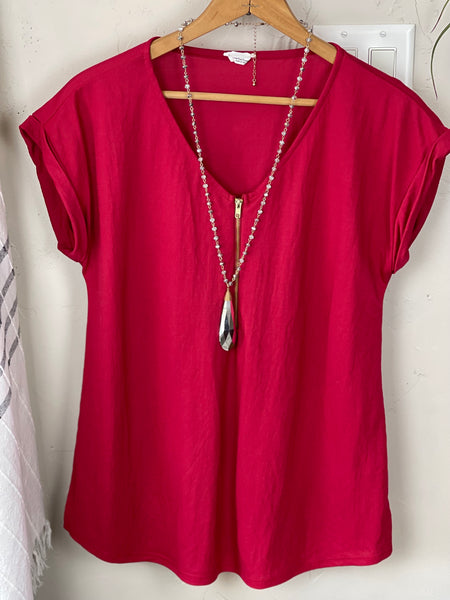 Crystal Pendant and Bead Necklace - Pecan Hill Boutique