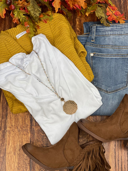 White Oversized Tee - Pecan Hill Boutique
