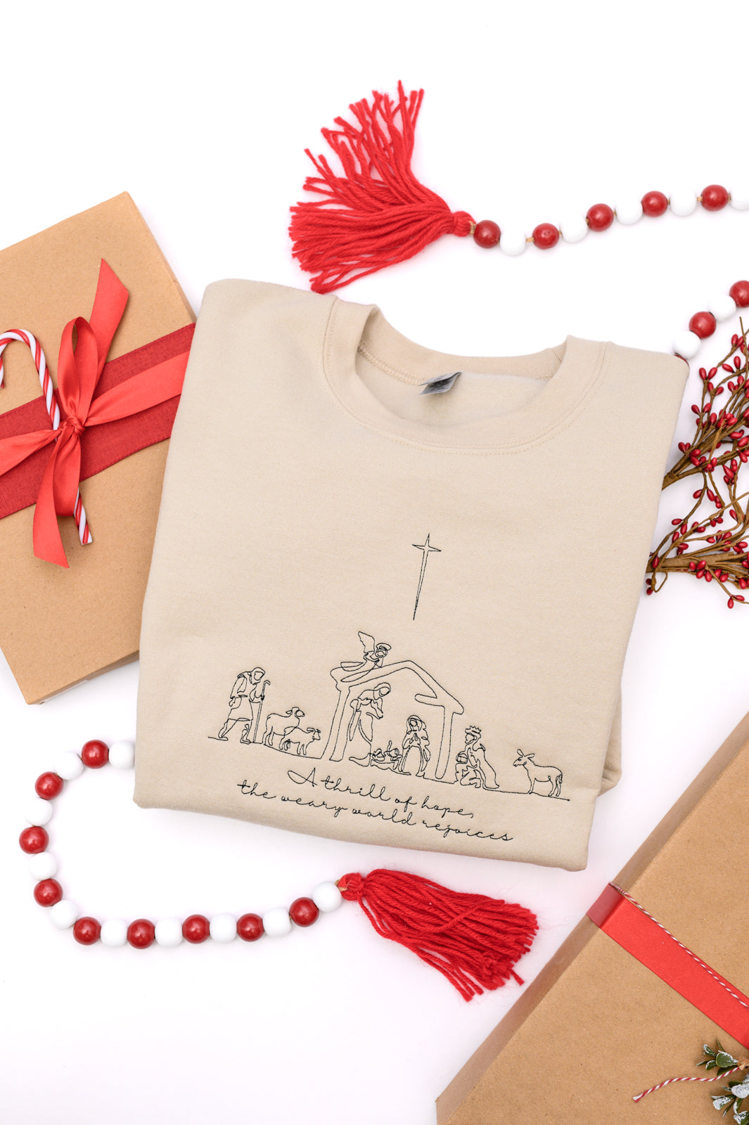 A Thrill of Hope Embroidered Nativity Sweatshirt