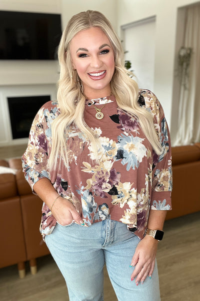Float On Floral Top in Marsala