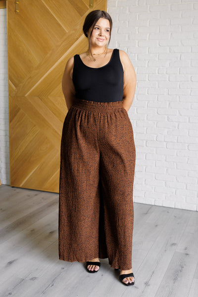 Harmony High Rise Wide Leg Pants in Brown