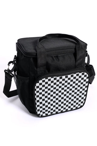 Insulated Checked Tote in Black