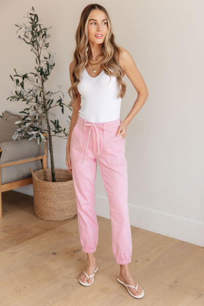 Regina High Rise Garment Dyed Denim Jogger - Pecan Hill Boutique