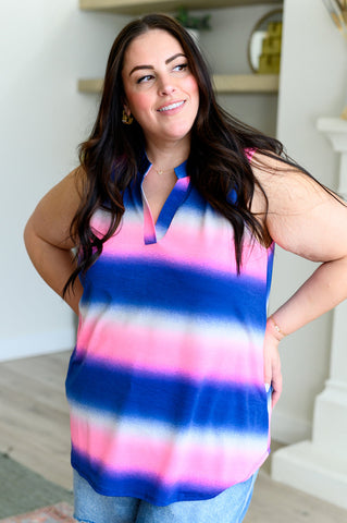 Lizzy Tank Top in Blue and Pink Haze
