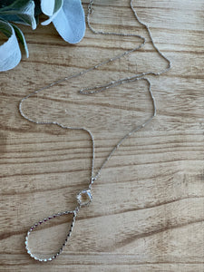 Large Silver Teardrop Pendant Necklace
