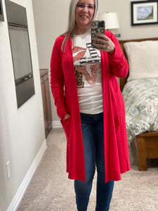 Red Cardigan - Pecan Hill Boutique