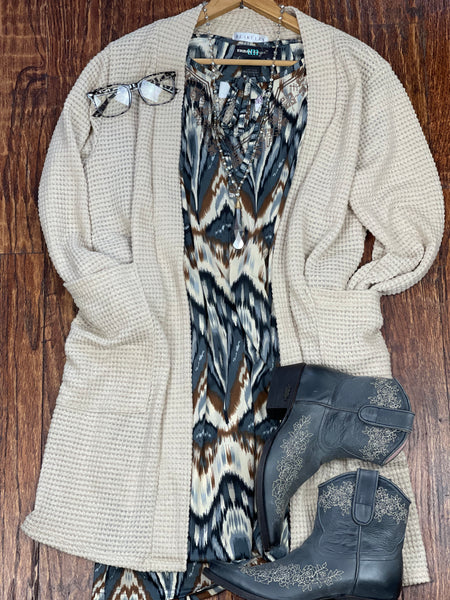 Oatmeal Waffle Knit Cardigan - Pecan Hill Boutique