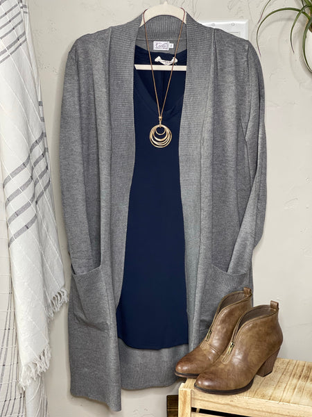 Midnight Long Sleeve V Neck Top - Pecan Hill Boutique